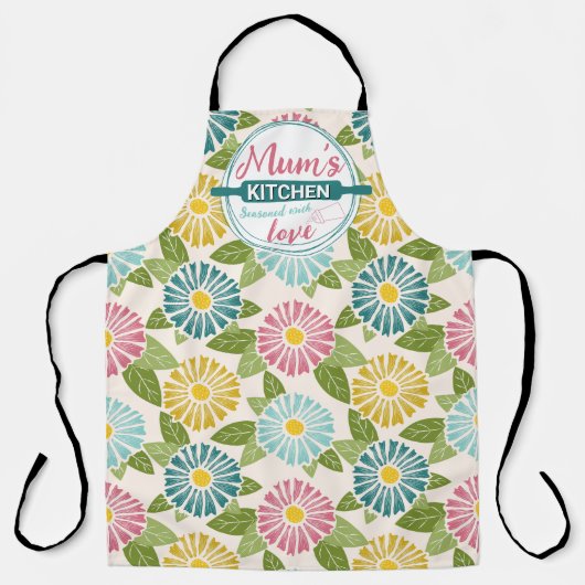 レトロブロックプリントデイジー エプロン (正面)