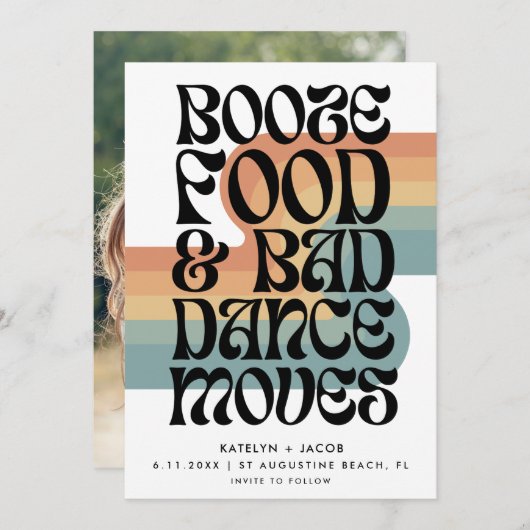 レトロブーゼ食べ物の悪いダンスの動結婚き セーブザデート (正面/裏面)