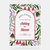 レトロブーホーアーチ、民俗花を歓迎結婚する アクリルサイン (正面)