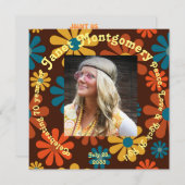 レトロブーマーフラワーパワーフォト誕生日 (正面/裏面)