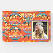 レトロブーマーレインボーピースサインフォト誕生日 横断幕 (横)