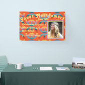 レトロブーマーレインボーピースサインフォト誕生日 横断幕 (トレードショー)