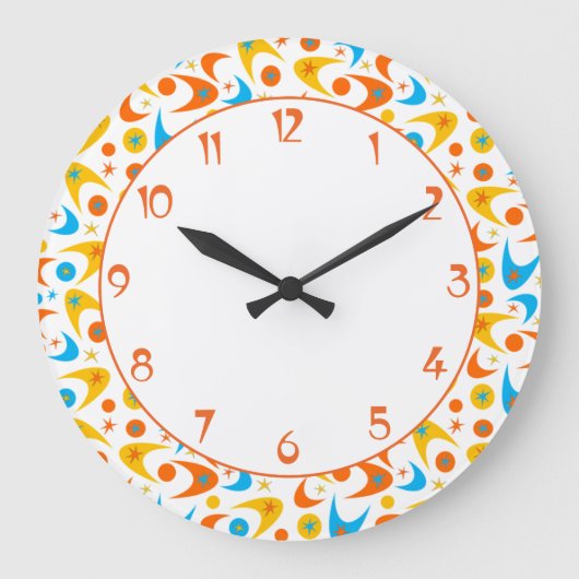 レトロブーメラングス ラージ壁時計 (正面)