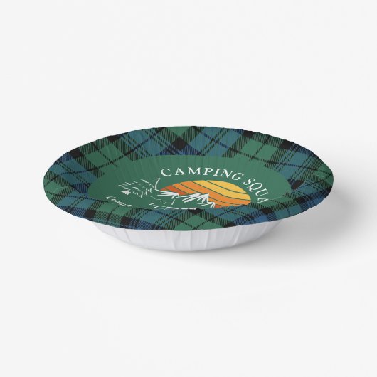 レトロプレイドタータンチェックファミリーキャンピングスクワッドキャンベル ペーパーボウル (傾斜あり)