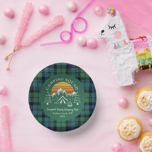 レトロプレイドタータンチェックファミリーキャンピングスクワッドキャンベル ペーパーボウル (パーティー)
