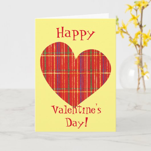 レトロプレイドハートフレンドバレンタインカード カード (黄色い花)