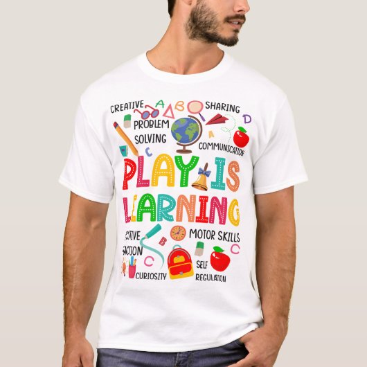 レトロプレイ学習幼稚園教師チーム Tシャツ (正面)