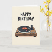 レトロプレーヤー誕生日カード カード (黄色い花)