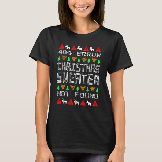 レトロプログラマコーダ醜いクリスマス404エラーIT Tシャツ (正面)