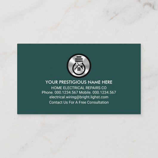 レトロプロフェッショナルホーム電気工事 名刺 (裏面)