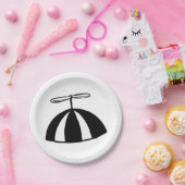 レトロプロペお洒落ラビーニー白黒 ペーパープレート (パーティー)