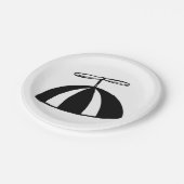 レトロプロペお洒落ラビーニー白黒 ペーパープレート (アングル)