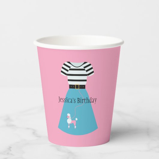 レトロプードルスカパーソナライズされたート 紙コップ (正面)