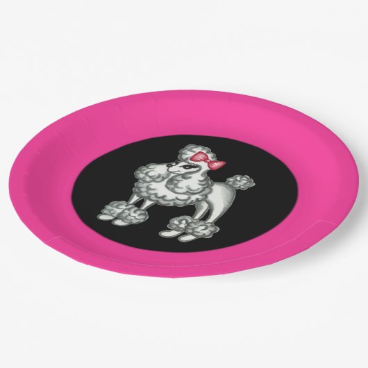 レトロプードルパーティー紙プレート ペーパープレート (アングル)