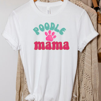 レトロプードルママドッグプリントTシャツ Tシャツ