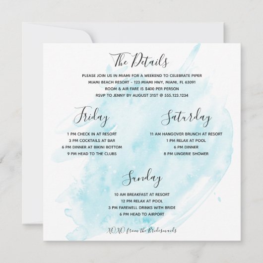 レトロプールガールズのバチェロレッテビーチウィークエンド セーブザデート (裏面)