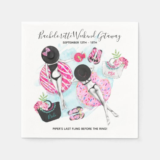 レトロプールガールズバチェロレッテ週末パーティー スタンダードカクテルナプキン (正面)