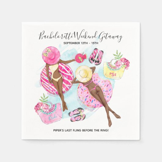 レトロプールガールズバチェロレッテ週末パーティー スタンダードカクテルナプキン (正面)