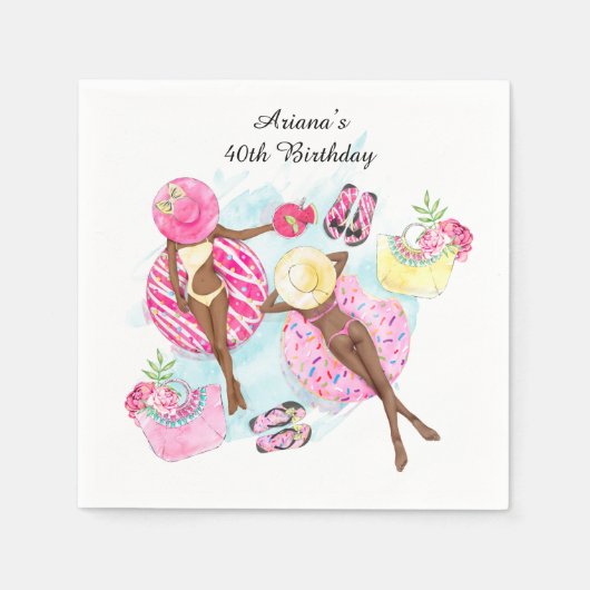 レトロプールガールズ 40歳の誕生日  ナプキン スタンダードカクテルナプキン (正面)