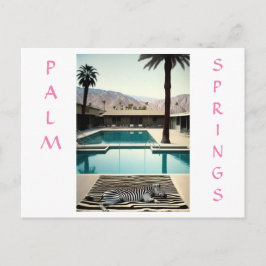 レトロプールサイドゼブラテーマホリデーパーソナライズド ポストカード