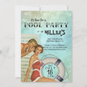 レトロプールパーティの招待状 招待状 (正面)