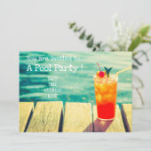 レトロプールパーティーオレンジカクテル 招待状 (スタンド正面)