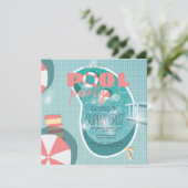 レトロプールパーティー誕生日招待状 (スタンド正面)