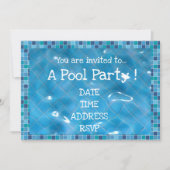 レトロプールパーティー青のタイル 招待状 (正面)