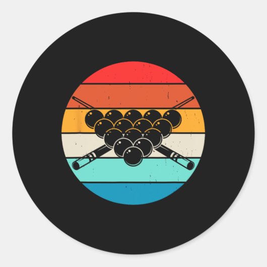 レトロプールビリヤードデザインとキュー ラウンドシール (正面)