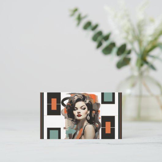 レトロヘアスタイリスト美しいサロン化粧品業界 名刺 (スタンド正面)