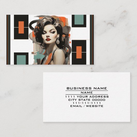 レトロヘアスタイリスト美しいサロン化粧品業界 名刺 (正面/裏面)