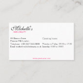 レトロヘア&美しいメイクアップアーティストの名刺 名刺 (裏面)