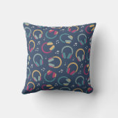 レトロヘッドフォンとミュージックノートパターン クッション (裏面)