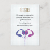 レトロヘッドフォンハート結婚音楽のパープルインディゴ エンクロージャーカード (正面)