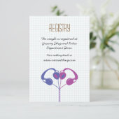 レトロヘッドフォンハート結婚音楽のパープルインディゴ エンクロージャーカード (スタンド正面)