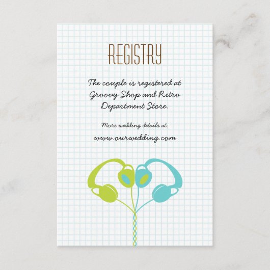 レトロヘッドフォンハート結婚音楽の赤と黒 エンクロージャーカード (正面)