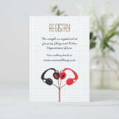 レトロヘッドフォンハート結婚音楽の赤と黒 エンクロージャーカード (スタンド正面)