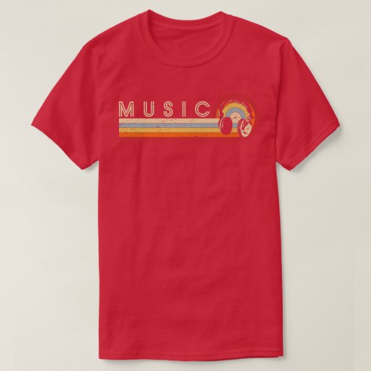 レトロヘッドホカッコいいンヴィンテージ音楽ラバープラップのロジェクト Tシャツ (デザイン正面)