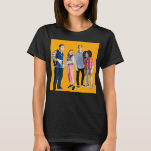 レトロヘンリー危険乗務員デジタルスケッチカラーB Tシャツ