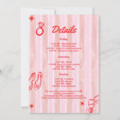 レトロヘンレッド&ピンクバチェロレッテ週末 招待状 (裏面)