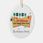レトロベガススタイルメリークリスマスファミリー名 セラミックオーナメント (右)