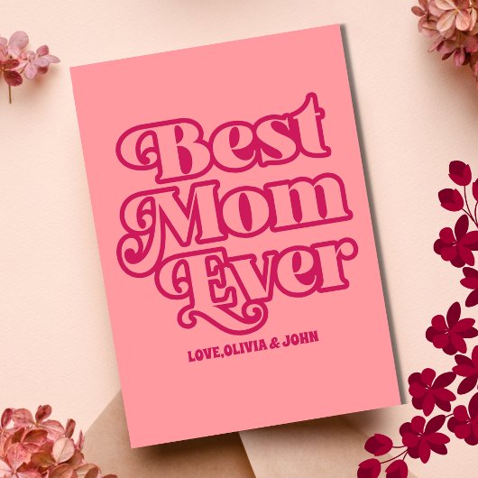 レトロベストマムエバーピンクグルーヴィーマザーズデイフォト カード