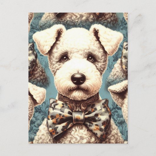 レトロベッドリントンテリアイラストレーション ポストカード (正面)