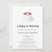 レトロベビーはコーヒーを醸造しているカップル赤ちゃんシャワー 招待状 (正面)