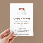 レトロベビーはコーヒーを醸造しているカップル赤ちゃんシャワー 招待状