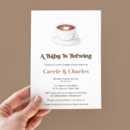 レトロベビーはコーヒーを醸造しているカップル赤ちゃんシャワー 招待状