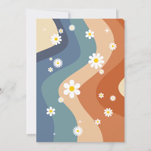 レトロベビーイン開花デイジーレインボーベビーシャワー 招待状 (裏面)