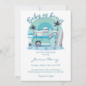 レトロベビーオンボードサマーベビーシャワー 招待状 (正面)