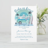 レトロベビーオンボードサマーベビーシャワー 招待状 (スタンド正面)
