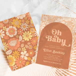 レトロベビーシャワー招待状 Boho Baby Shower Boho 招待状